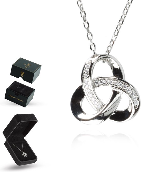 Luxore Zilverkleurig Cirkel Ketting - Moederdag Cadeautje voor Vrouw – Liefdes Verrassing - Geschenkset – Rose Goudkleurig
