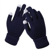 Gebreide handschoenen - touchscreen - one size - warme winter favoriet - Donker blauw