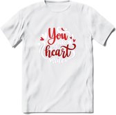 You Make My Heart Smile - Valentijn T-Shirt | Grappig Valentijnsdag Cadeautje voor Hem en Haar | Dames - Heren - Unisex | Kleding Cadeau | - Wit - S