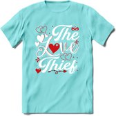 The Love Thief - Valentijn T-Shirt | Grappig Valentijnsdag Cadeautje voor Hem en Haar | Dames - Heren - Unisex | Kleding Cadeau | - Licht Blauw - L