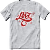 Love - Valentijn T-Shirt | Grappig Valentijnsdag Cadeautje voor Hem en Haar | Dames - Heren - Unisex | Kleding Cadeau | - Licht Grijs - Gemaleerd - XXL
