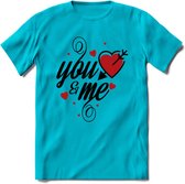 You And Me Valentijn T-Shirt | Grappig Valentijnsdag Cadeautje voor Hem en Haar | Dames - Heren - Unisex | Kleding Cadeau | - Blauw - 3XL