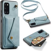 Samsung Galaxy A32 4G Casemania Hoesje Aqua Blue - Luxe Back Cover met Koord - Wallet Case - Pasjeshouder