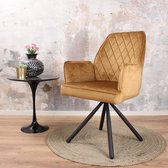 DS4U® Lucio armstoel - eetkamerstoel -  stoel - velvet - velours - draaibaar  - stof - zwart metaal - goud