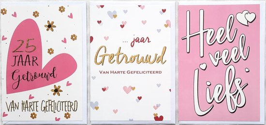 25 JAAR Getrouwd - … Jaar Getrouwd – Heel Veel Liefs – 3 Wenskaarten
