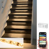 Trapverlichting ledstrip 50 cm met bewegingssensoren - Warm Wit - Werkt met de bekende verlichting apps - Complete set voor max. 16 treden
