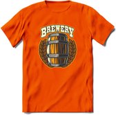 Beer Barrel T-Shirt | Bier Kleding | Feest | Drank | Grappig Verjaardag Cadeau | - Oranje - L