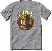 Beer Barrel T-Shirt | Bier Kleding | Feest | Drank | Grappig Verjaardag Cadeau | - Donker Grijs - Gemaleerd - XXL