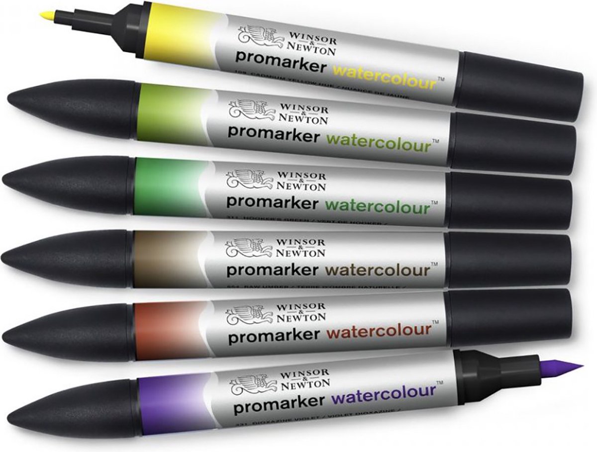 Winsor & Newton Watercolour Marker - brush pens set - Foliage Tones - 6 stuks