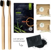 Duurzaam Gezicht Verzorgingspakket XL | Houtskool Masker | 200 Bamboe Wattenstaafjes | 2 Bamboe tandenborstel