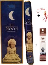 Doos met 120 stokjes - Wierook - Wierookstokjes - Incense sticks - The Moon - Maan + 5 mini wierookstokjes + Gelukspoppetje