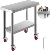 Voedsel Prep Werktafel Keukenkast-met 4 Wielen-30X12X34 inch