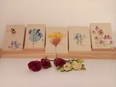 Set van 10 geïllustreerde wenskaarten - Bloemen en natuur - Duurzaam ecovezel papier - Kaartenset - Voordeelset - Milieuvriendelijk - 10 stuks