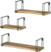SRIWATANA Muur plank opknoping plank hout set van 3 U-vormige zwevende muur plank Vintage, ideaal voor woonkamer slaapkamer hal badkamer, lengte 43/33/23cm
