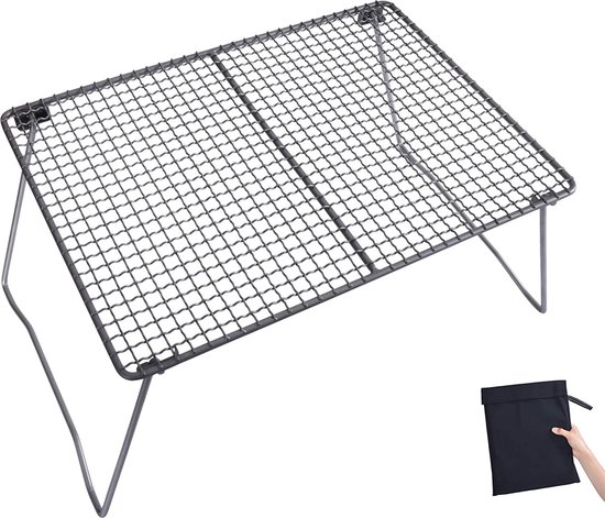 Grillrek - opvouwbaar koken met rooster eenvoudige installatie, draagbaar grillgereedschap voor vuurkorfkachel, duurzaam ontwerp met hittebestendig materiaal, compacte uitrusting voor achtertuin