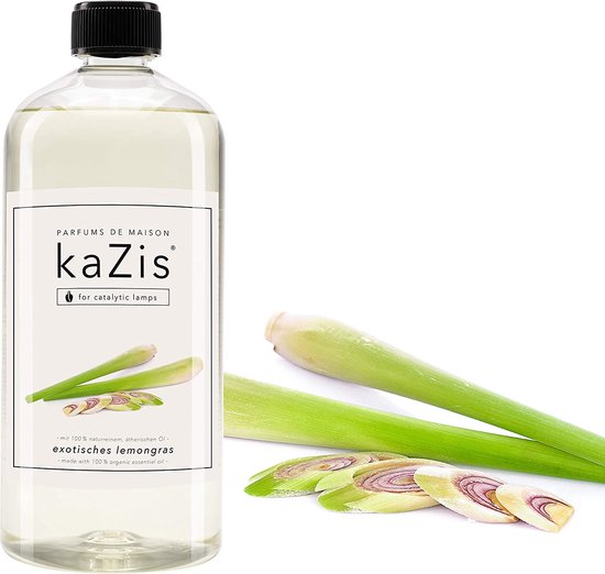 KAZIS® Exotisch Citroengras/Lemongrass - 1000 ml huisparfum navulling geschikt voor Lampe Berger, LampAir, Ashleigh & Burwood.