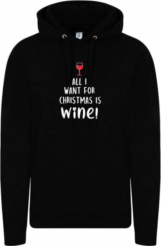 Hoodie Kerst: All i want for Chrismas is WINE!
