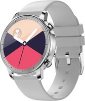 GALESTO Smartwatch Luxe - Gratis Stalen Band - Smartwatch Dames - Heren Smartwatch - Activity Tracker - Fitness Tracker - Met Touchscreen - Siliconen band - Horloge - Stappenteller - Bloeddrukmeter - Verbrande calorieën - Waterbestendig - Zilver