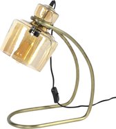 DePauwWonen - Sledepoot amber glas Tafellamp - E27 Fitting - Amber - Tafellampen voor Binnen, Tafellamp LED, Woonkamer, Bureaulamp, Designlamp Industrieel - Metaal ; Glas - LxBxH =