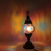 Turkse Lamp - Mozaïek Lamp - Tafellamp - Marokkaanse Lamp - Oosterse Lamp - Recht model - Ø 12 cm - Hoogte 30 cm - Authentiek - Handmade - Kleurrijk -