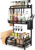 Keuken Opbergrek, Premium kwaliteit, Kruidenrek, Kruidenhouder, Kruidenpot Organizer Plank voor Keuken.