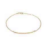 Xoo - Armband - Met steen - Zirkonia - Bar - Minimalistische armband - Schakel armband - Vriendschaps armband - Cadeau voor haar - Love - 925 zilver - Gold plated - Goud