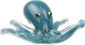 Murano glas figuur van een  blauwe octopus 18 x 18 cm.