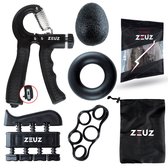 ZEUZ® 5-Delige Fitness Handtrainer Set – Trainer voor Hand, Onderarm, Pols & Vingers – Stressbal, Knijphalter, Stretcher & Grip bal – Anti RSI - Maat: One size