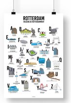 Poster voor de echte Rotterdammert -  A3 formaat - Rotterdamse bijnamen - Rotterdam ABC poster - Rotterdamse gebouwen illustraties