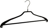 De Kledinghanger Gigant - 5 x Mantel / kostuumhanger metaal met broeklat, schouderverbreding en zwarte anti-slip coating, 40 cm