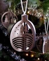 Kerst decoratie - Houten Kerstballen - 4 stuks - 3D versiering - Kerstversiering