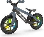 Chillafish BMXie Glow lichtgewicht loopfiets met oplichtende wielen tijdens het rijden, voor kinderen van 2 tot 5 jaar, verstelbaar zadel zonder gereedschap, Antraciet Grijs