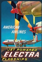 American Airlines - Jet Powered Electra Flagships​.   Metalen wandbord 20 x 30 cm.