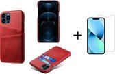 Apple iPhone 13 Pro Max Back Cover | Pu Leren Telefoonhoesje | Wallet | Rood + 1x Screenprotector