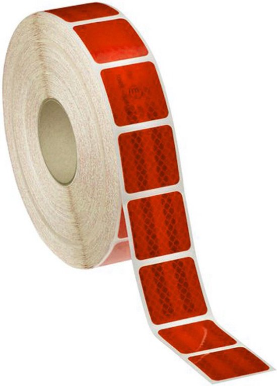 Reflecterende Tape Rood - 5x5 cm Stickers - Per meter - gecertificeerd ECE R104