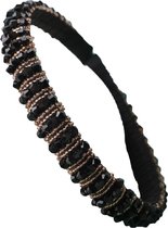 Haarband met Glaskralen - Diadeem - Breedte 1,5 cm - Champagne en Zwart