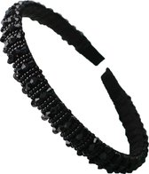 Haarband met Glaskralen - Diadeem - Breedte 1,5 cm - Zwart