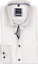 OLYMP Luxor modern fit overhemd - wit poplin (contrast) - Strijkvrij - Boordmaat: 40