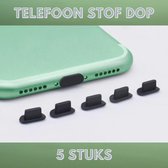 Telefoon Stof Dop 5x - Plug - Charger Port - Anti Stof - Telefoon - iPhone - Geen Stof - Siliconen Dop - 5 Stuks - Zwart - Geen Stof - Schoon