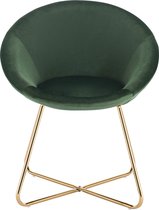 Eetkamerstoelen BH217dgn-1 1 x keukenstoel gestoffeerde stoel woonkamerstoel stoel, zitting van fluweel, gouden metalen poten, donkergroen