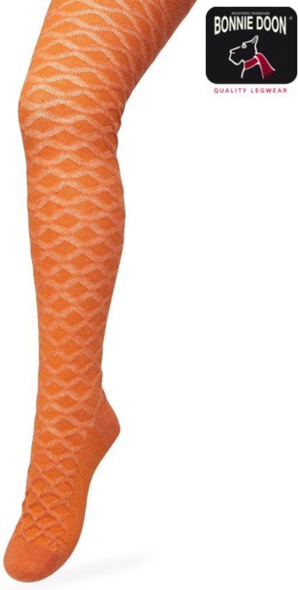Bonnie Doon Bio Kabel Maillot Meisjes Oranje maat 116/134 S - Ingebreid Kabel patroon - Biologisch Katoen - Uitstekend draagcomfort - Cable Tights - OEKO-TEX - Gladde Naden - Klassiek - Oranje/Bruin - Sudan Brown - BP213902.367