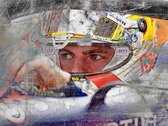 Max, tweevoudig wereldkampioen Formule 1 Schilderij - Concentration - Canvas met baklijst - 106x81 cm - Incl. ophangset