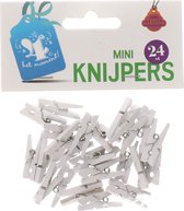 Mini knijpers wit | Kleine wasknijpertjes | 24 stuks | Decoratie voor bruiloft | Huwelijk