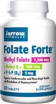 5-MTHF Folate Forte MethylFolaat 7500mcg + 500mcg Methyl B12 30 tabletten | Jarrow Formulas