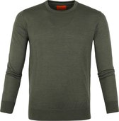 Suitable - Pullover Merino O-neck Donkergroen - Maat XXL - Modern-fit