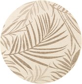 Rond jute buitenkleed - Nomad Leaves Creme Ø 100cm