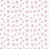 Roze Kadopapier Met  Hartjes Print- Breedte 30 cm - 200m lang
