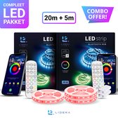 Lideka® - LED Strip Verlichting - LED Strip Pakket Van 20 + 5 Meter - incl. afstandsbediening - Multi-colour - Light Strips - Licht Strip