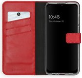 Samsung A12 Hoesje met Pasjeshouder - Selencia Echt Lederen Booktype - Rood