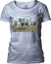 Ladies T-shirt Three African Elephants S